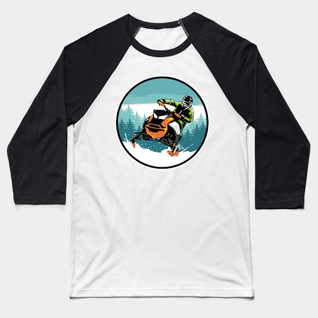 Snowmobile Adventure Baseball T-Shirt by D3monic